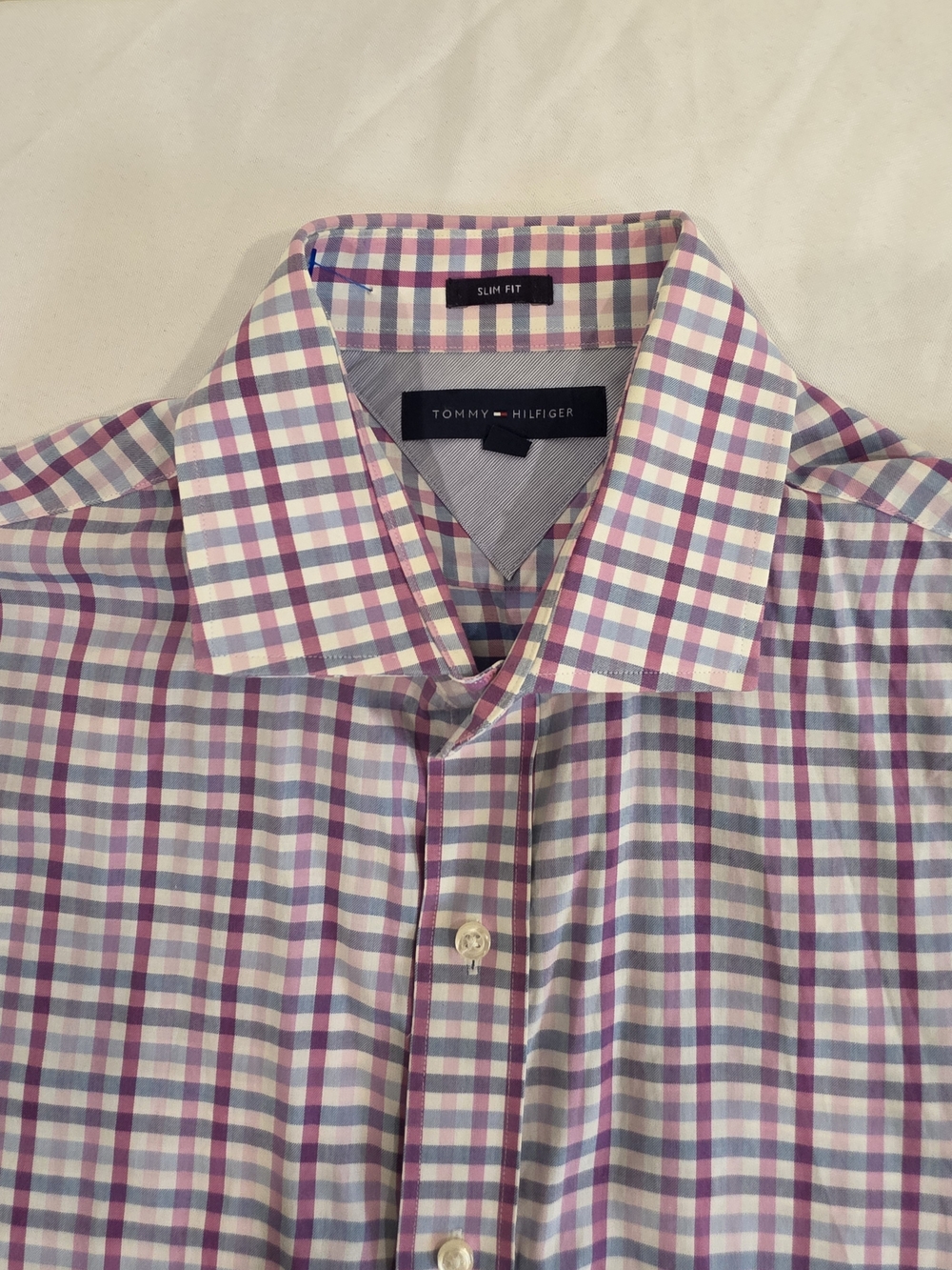 Tommy Hilfiger Cotton Collection Slim Fit Purple & Blue Check Men Shirt Size L